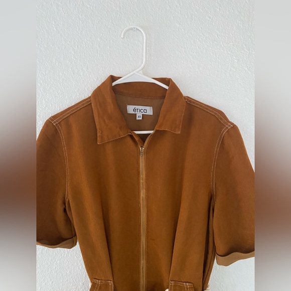 ETICA AMELIA FLIGHTSUIT - BURNT TURMERIC Brown Jumpsuit with Rope Belt - Picture 6 of 7